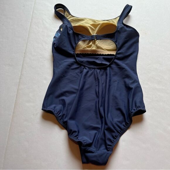 Lands' End Women's One Piece Tank Swim Suit Blue/Light Blue Size 10 - Picture 3 of 9